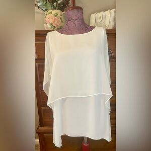 CHICOS White Layered Chiffon Flowy Tunic Top Oversized Size S/m Chico’s Size 0